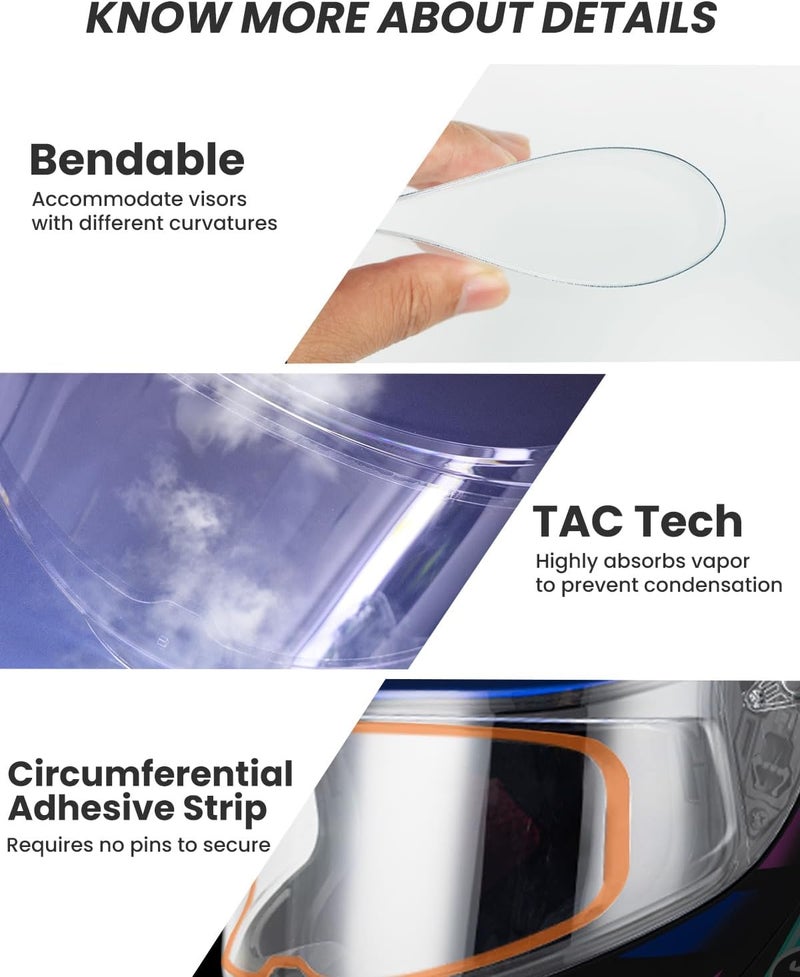 SOMAN Universal Motorcycle Helmet Anti Fog Film, 1 Pack Anti-fog Film for Motorcycle Helmet Visor Shield Compatible with XD-4 MX-9 XG 100 K6 I90 Strada II (Clear) - Image 4